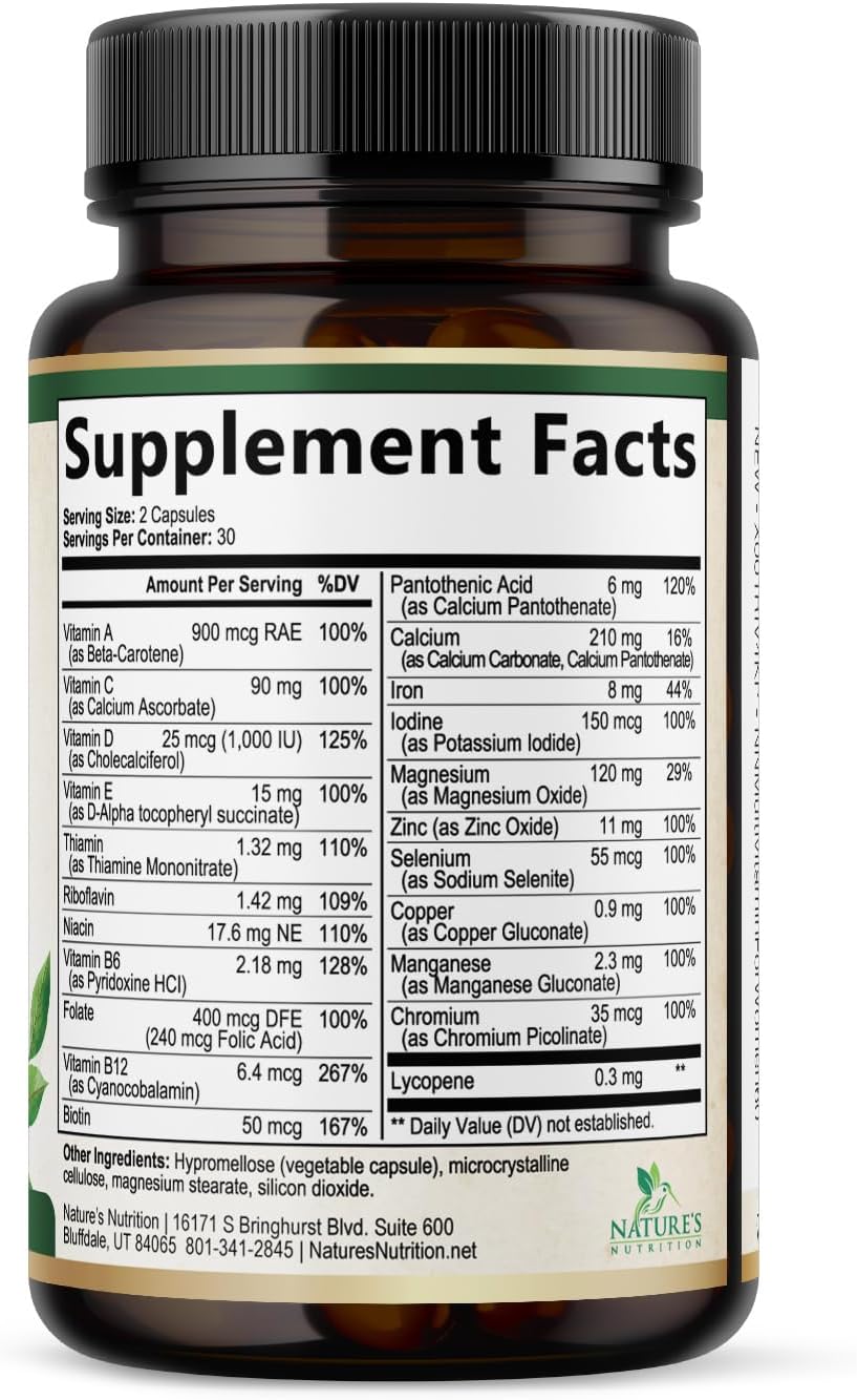 Multivitamin for Women – Complete Daily Supplement with Vitamins A, C, D, E, B6, B12, Zinc, Calcium & Magnesium – Supports Energy, Immunity and Hair, Skin & Nails – 60 Capsules - görsel 9
