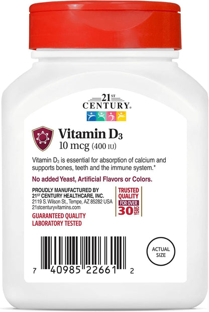21st Century D3 400 IU Tablets, 100 Tablets