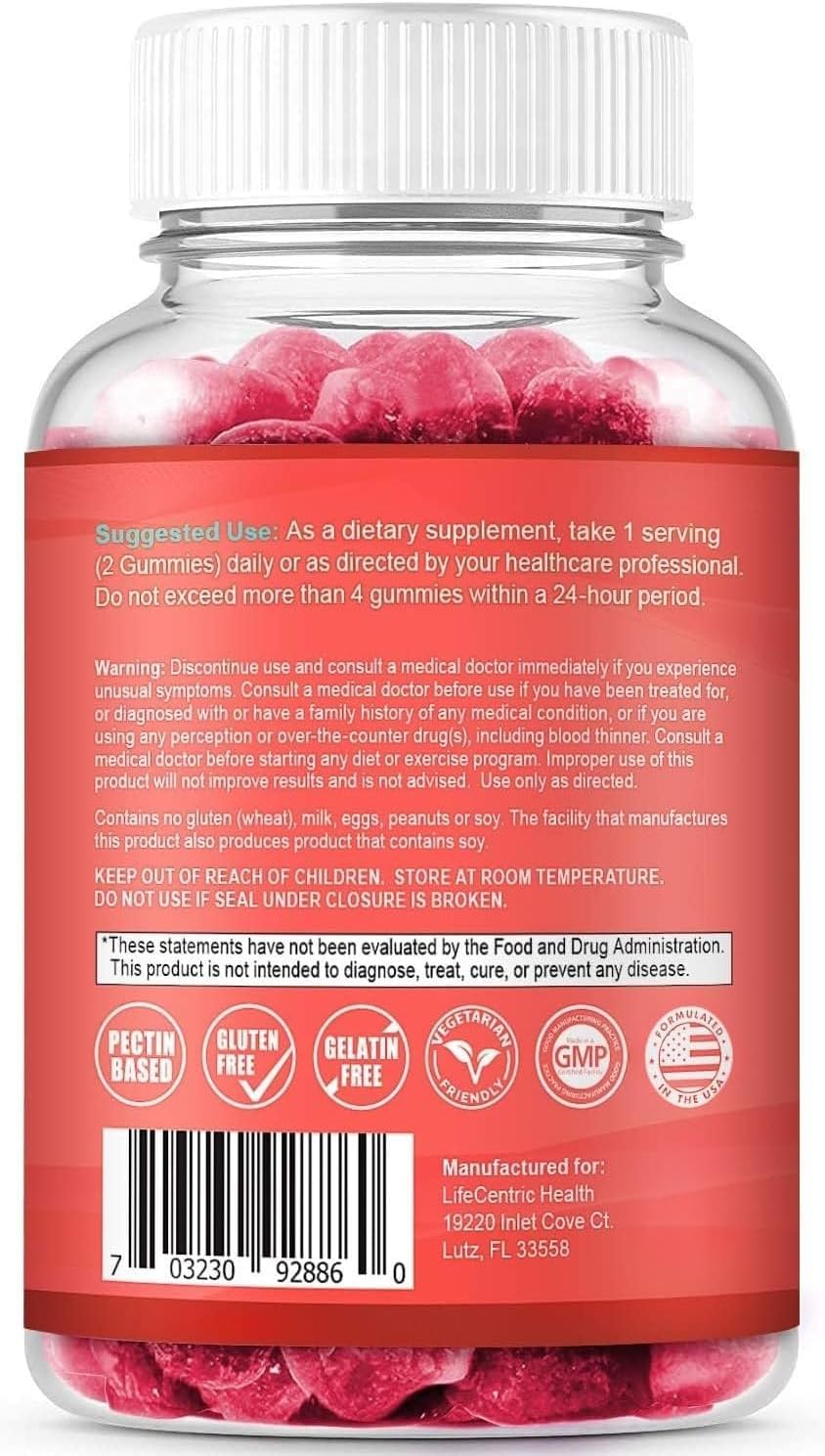 LifeCentric Health Biotin Gummies for Adults | Max Strength 10,000mcg | Vegan Hair Skin and Nails Supplement | 100 Count - görsel 8