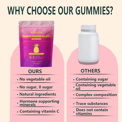 KEDISOM Premium Feminine Balance Gummies – Women's Health & Wellbeing – Hawaiian Pineapple (60 Gummies)