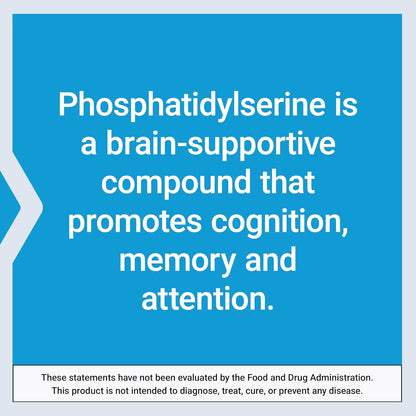 Life Extension PS Caps, Phosphatidylserine, for Cognitive Support, Gluten-Free, Non-GM, Vegetarian, 100 Capsules