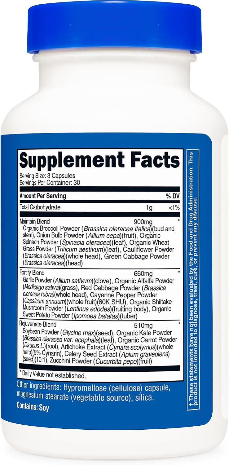 Nutricost Daily Vegetable Blend 90 Capsules (30 Servings) - 17 Vegetable Food Supplement - görsel 5