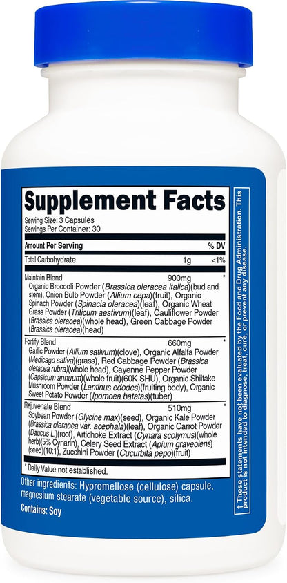 Nutricost Daily Vegetable Blend 90 Capsules (30 Servings) - 17 Vegetable Food Supplement