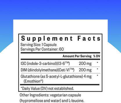 Seeking Health DIM & I3C – Supports Normal Oestrogen Metabolism and Liver Function – 400 mg, 60 Capsules