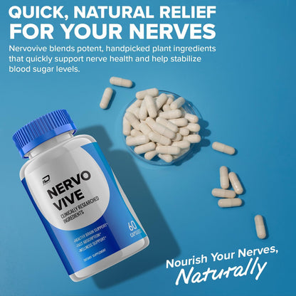 Nervo Vive Brain Supplement Capsules – All-Natural Memory & Focus Support (3 Pack, 180 Capsules)