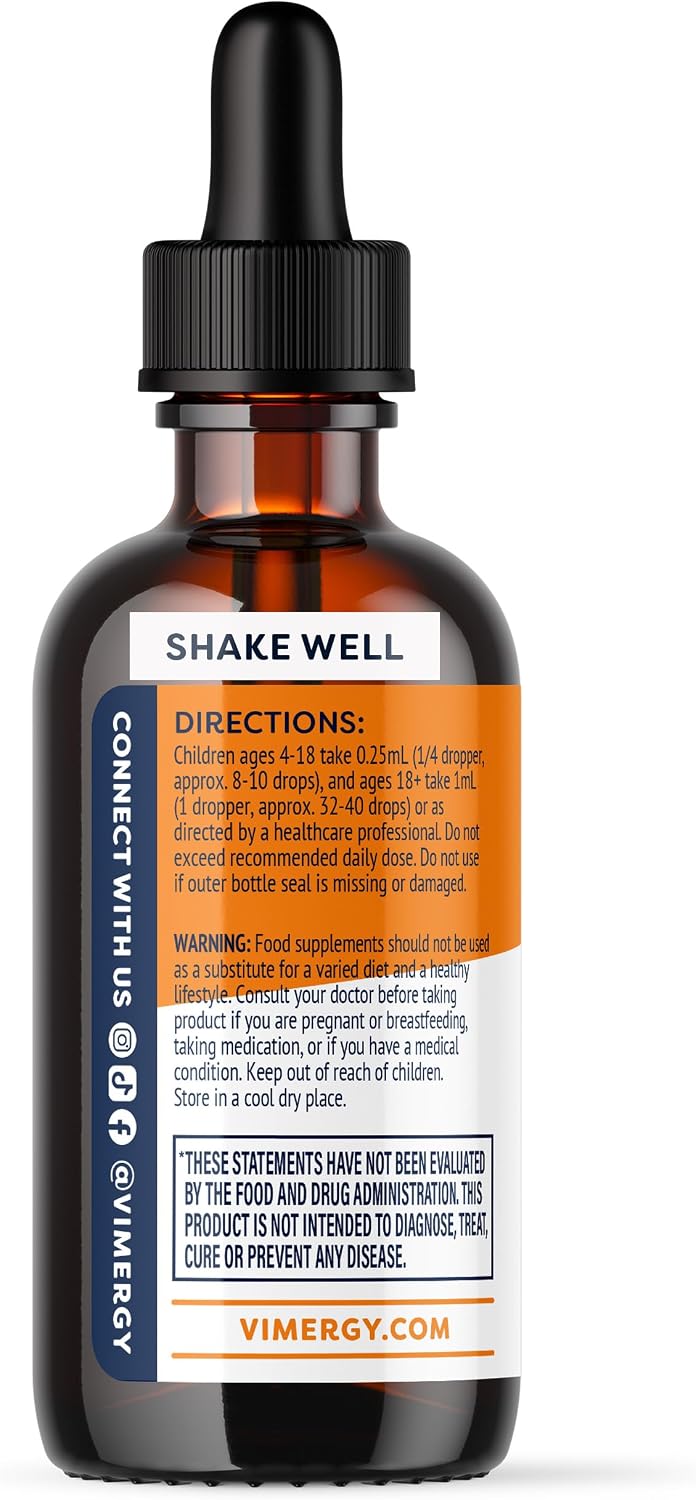 Vimergy Brain Body Recharge – Vitamin D3, K2 & CoQ10 Liquid Supplement (55mL) - görsel 6