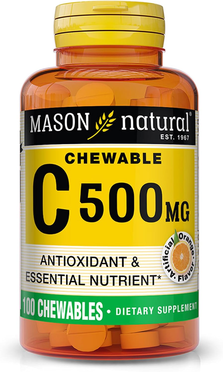 MASON NATURAL Vitamin C 500 mg Chewables – Orange Flavour (100 Chewables) - görsel 1