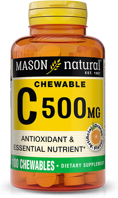 MASON NATURAL Vitamin C 500 mg Chewables – Orange Flavour (100 Chewables)