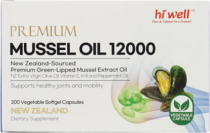 Hi Well Premium New Zealand Green-Lipped Mussel Oil - 200 Soft gel capsule Capsules