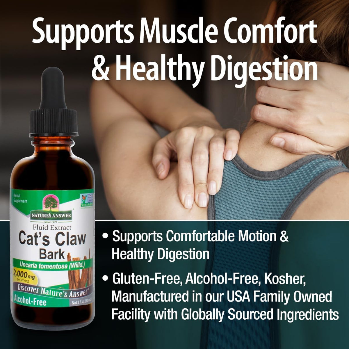 Nature's Answer Cat's Claw Bark Liquid Extract - Alcohol-Free, Vegan, Non-GMO, Gluten-Free, Kosher - 60 ml - görsel 5