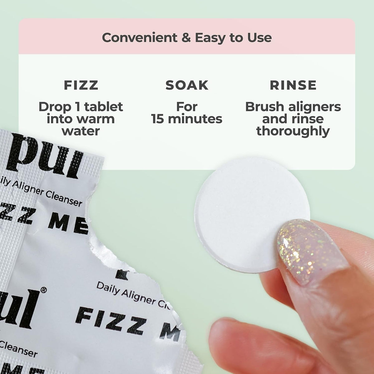 PUL Retainer Cleaner Tablets - Daily Aligner and Denture Cleaner - Removes Odour, Stains, and Plaque - 96 Day Supply - görsel 4