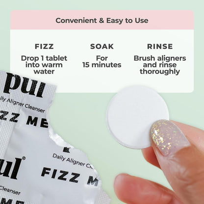 PUL Retainer Cleaner Tablets - Daily Aligner and Denture Cleaner - Removes Odour, Stains, and Plaque - 96 Day Supply