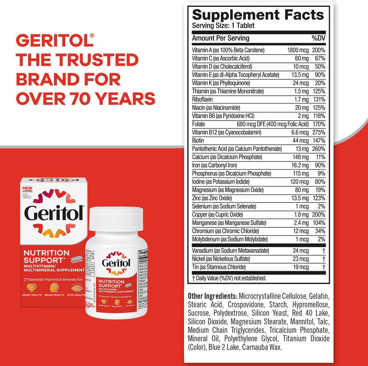 Geritol Multivitamin Supplement – 27 Essential Vitamins & Minerals with Iron, 40 Tablets (Pack of 2) - görsel 6