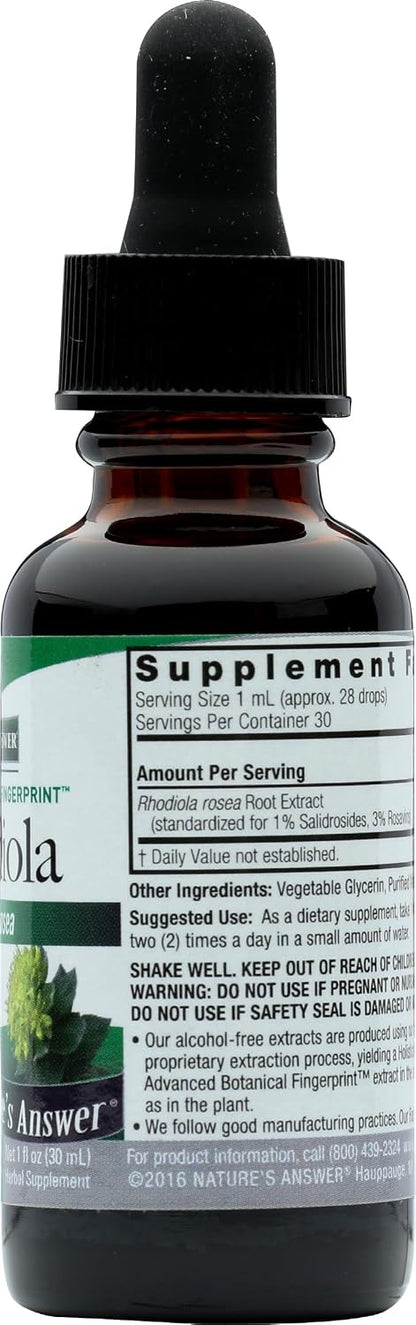 Nature's Answer Rhodiola Root, Alcohol-Free, 1 oz