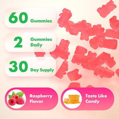 MEENCCD 2 Pack L-Methylfolate Gummies - Active 5-MTHF Supplement - Vegan, Raspberry Flavour (120 Count)