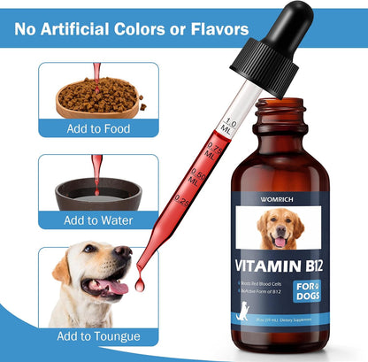 Appetite Stimulant Vitamin B12 for Dogs | Methylcobalamin (Methyl B12) | Supports Red Blood Cell Formation, Energy, Nervous System | 60 ml
