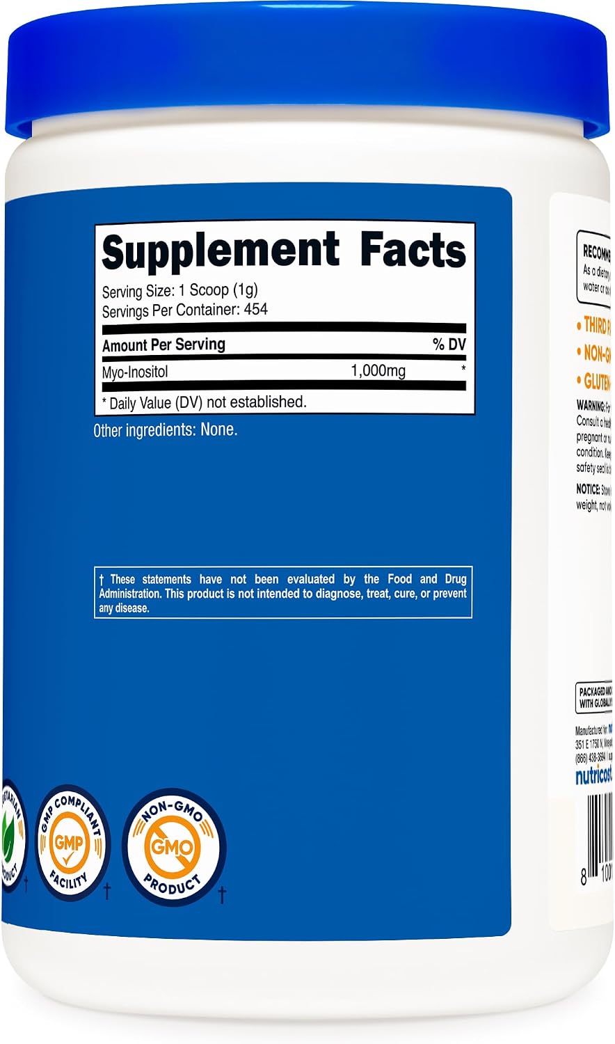 Nutricost Inositol Powder - 1LB (454g) - Gluten-free, Non-GMO - görsel 4
