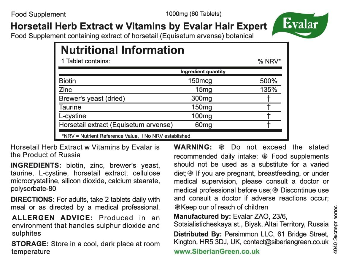 Evalar Expert Hair - Horsetail Herb Extract with Vitamins - Siberian Altai - 60 Tablets - görsel 4