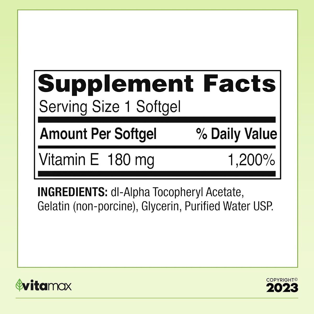 Spring Valley Vitamin E 180 mg (400 IU) Food Supplement Softgels, 100 Count - görsel 3