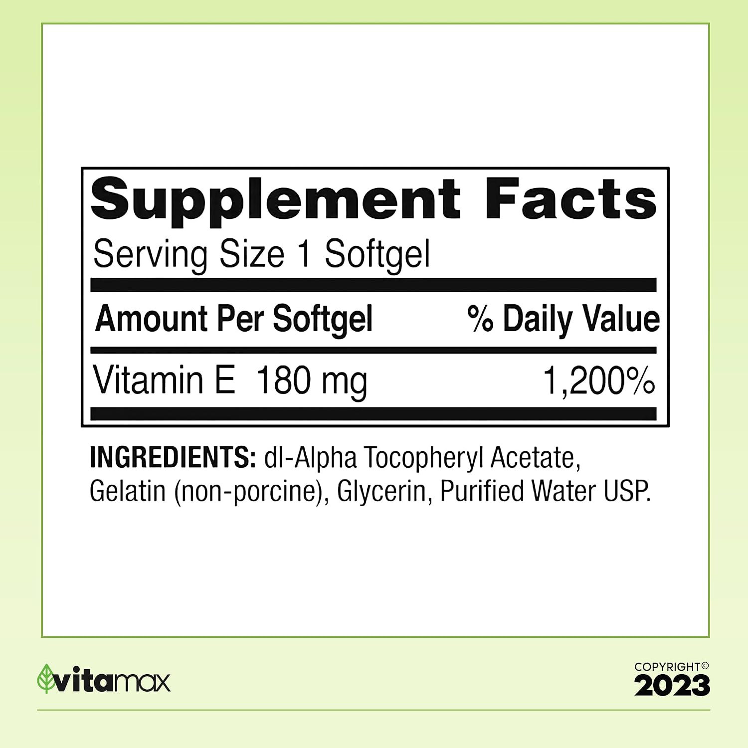 Spring Valley Vitamin E 180 mg (400 IU) Food Supplement Softgels, 100 Count - görsel 3