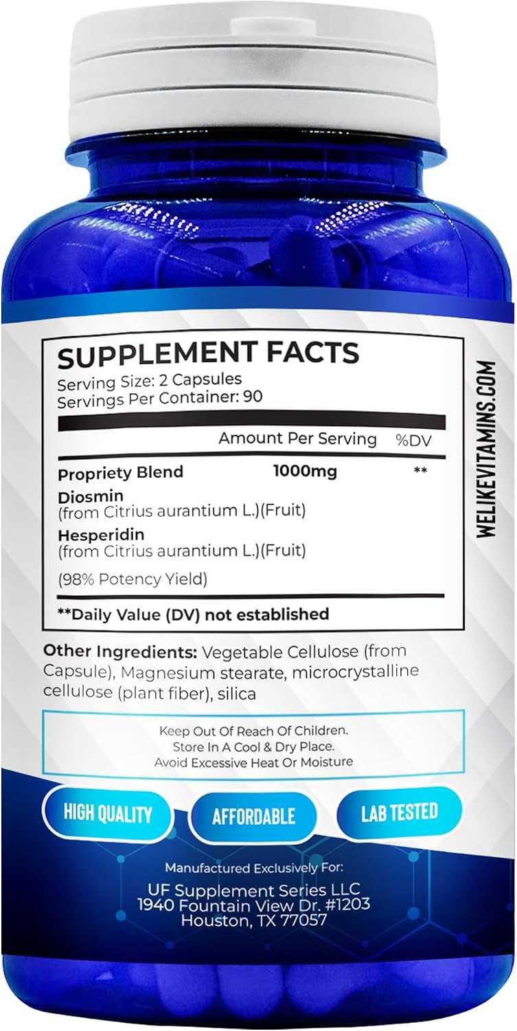 Diosmin Hesperidin 1000mg – 180 Capsules – 90 Day Supply - görsel 4