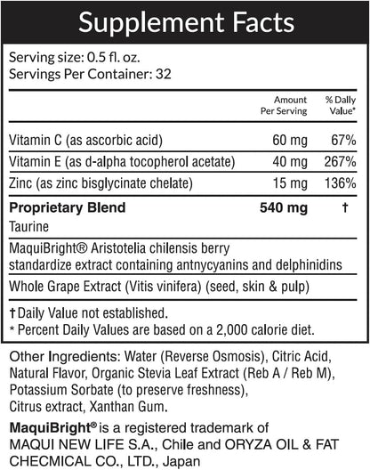Passion 4 Health Liquid Eye Vitamins – Natural Vision & Adult Eye Support Supplement – Premium Formula with Maqui Berry Extract, Gluten-Free, Non-GMO, Sugar-Free – 30-Day Supply, Made in USA