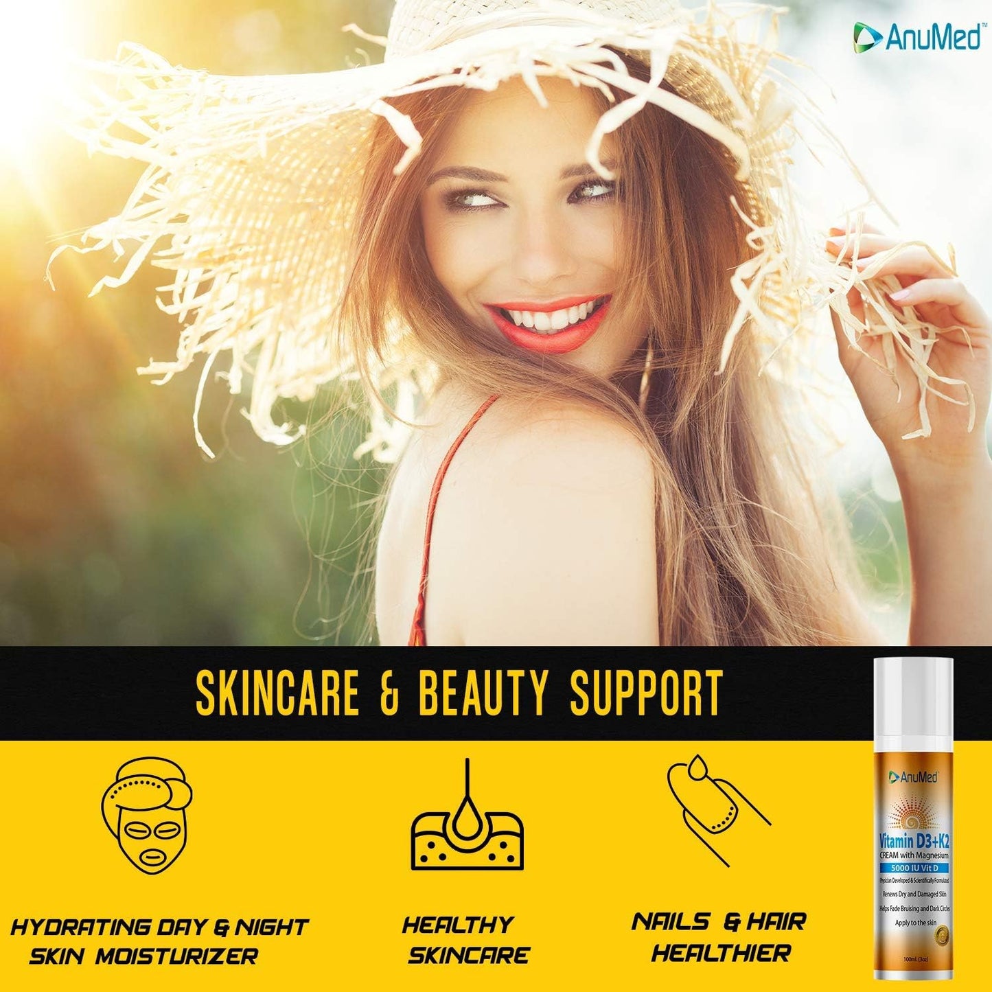 AnuMed Vitamin D3 & K2 5,000 IU Cream with Magnesium, Hyaluronic Acid and Vitamin E - 85g - görsel 7