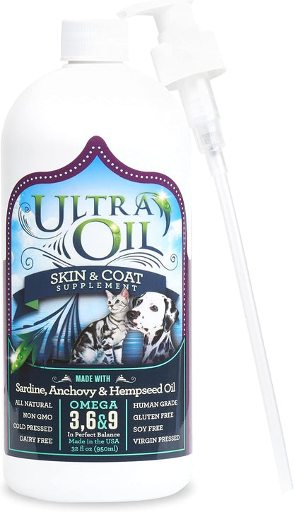 Ultra Oil Skin and Coat Supplement for Dogs and Cats, 128 oz