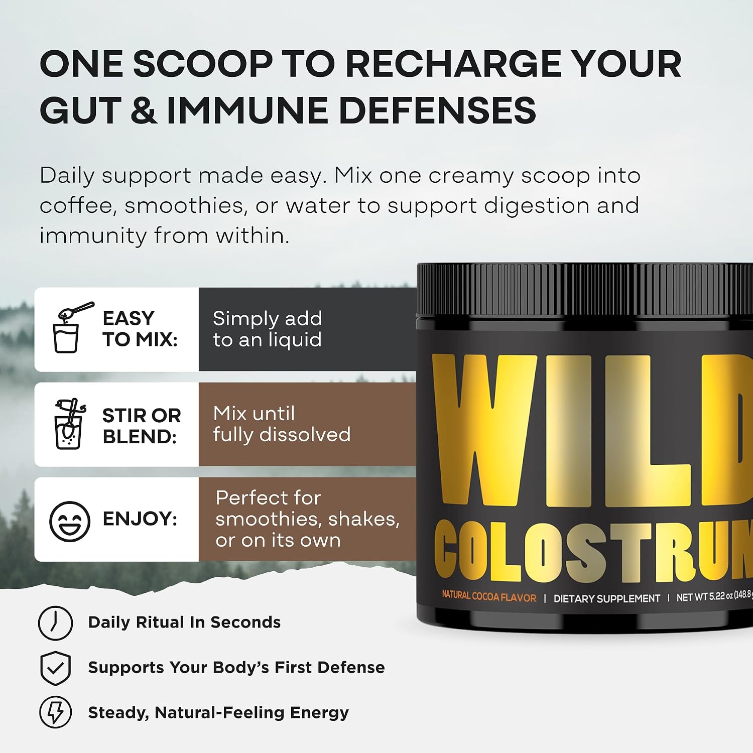 Colostrum Supplement – Grass-Fed Pure Bovine Colostrum Powder (Natural Cacao Flavour, 30 Servings) - görsel 4