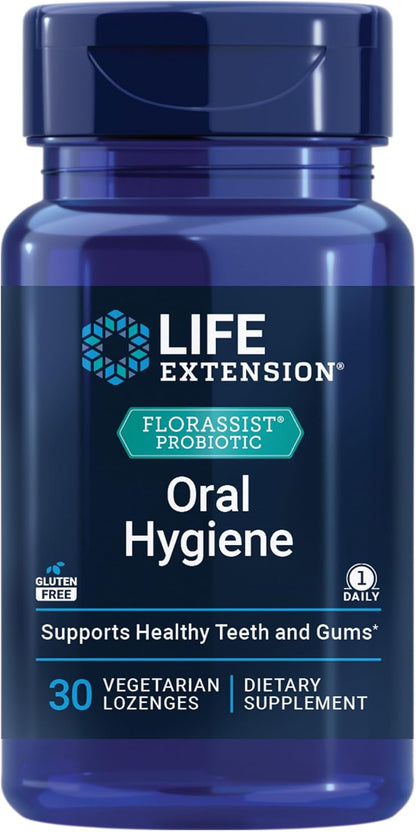Life Extension FLORASSIST® Probiotic for Oral Hygiene - Oral Probiotic for Healthy Teeth and Gums with BLIS M18™ - Once Daily Lozenges, Gluten-free, Vegetarian, 30 Count