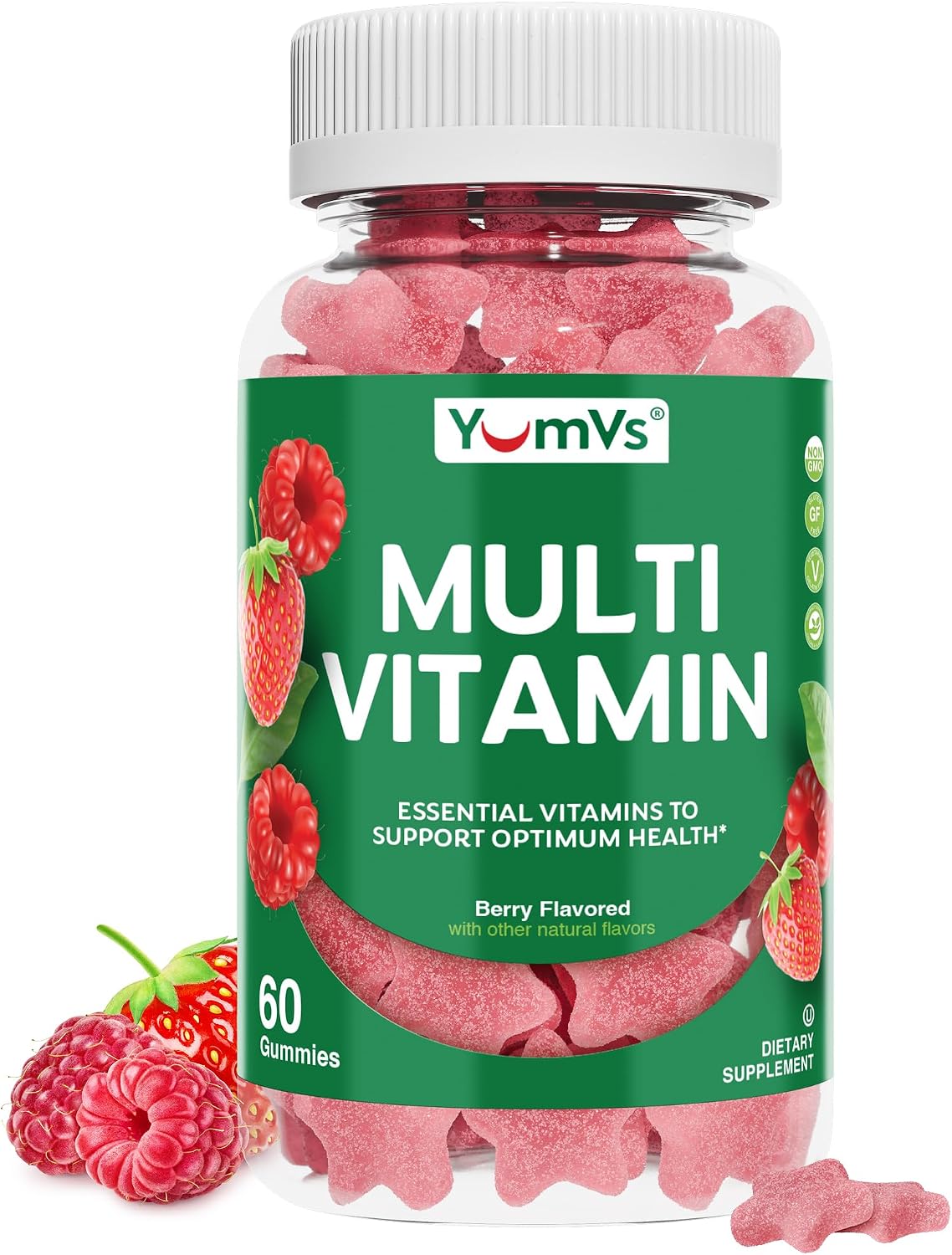 YUM-V'S Adult Multivitamin Gummies - Daily Gummy Vitamin for Women & Men, Immune Support, 60 Count - görsel 1