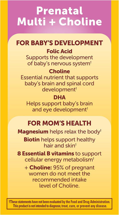Nature Made Prenatal Vitamin Softgels + Choline Capsules, 60-Day Supply