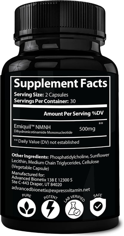 Advanced Bionetix Liposomal NMNH 500mg – 120 Capsules