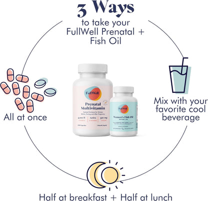 FullWell Women's Prenatal Lemon Essence Essentials - Antenatal Multivitamin & Fish Oil