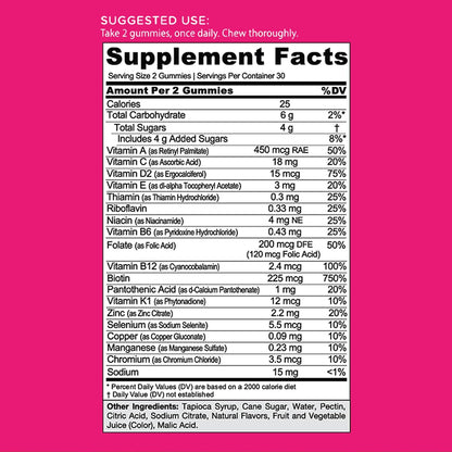 Goli Women's Multi Gummies - Complete Daily Multivitamin with All 13 Essential Vitamins, Biotin, Zinc - Supports Hair, Skin, Nails, Immune System - Vegan, Non-GMO - 60 Gummies (2 Pack)