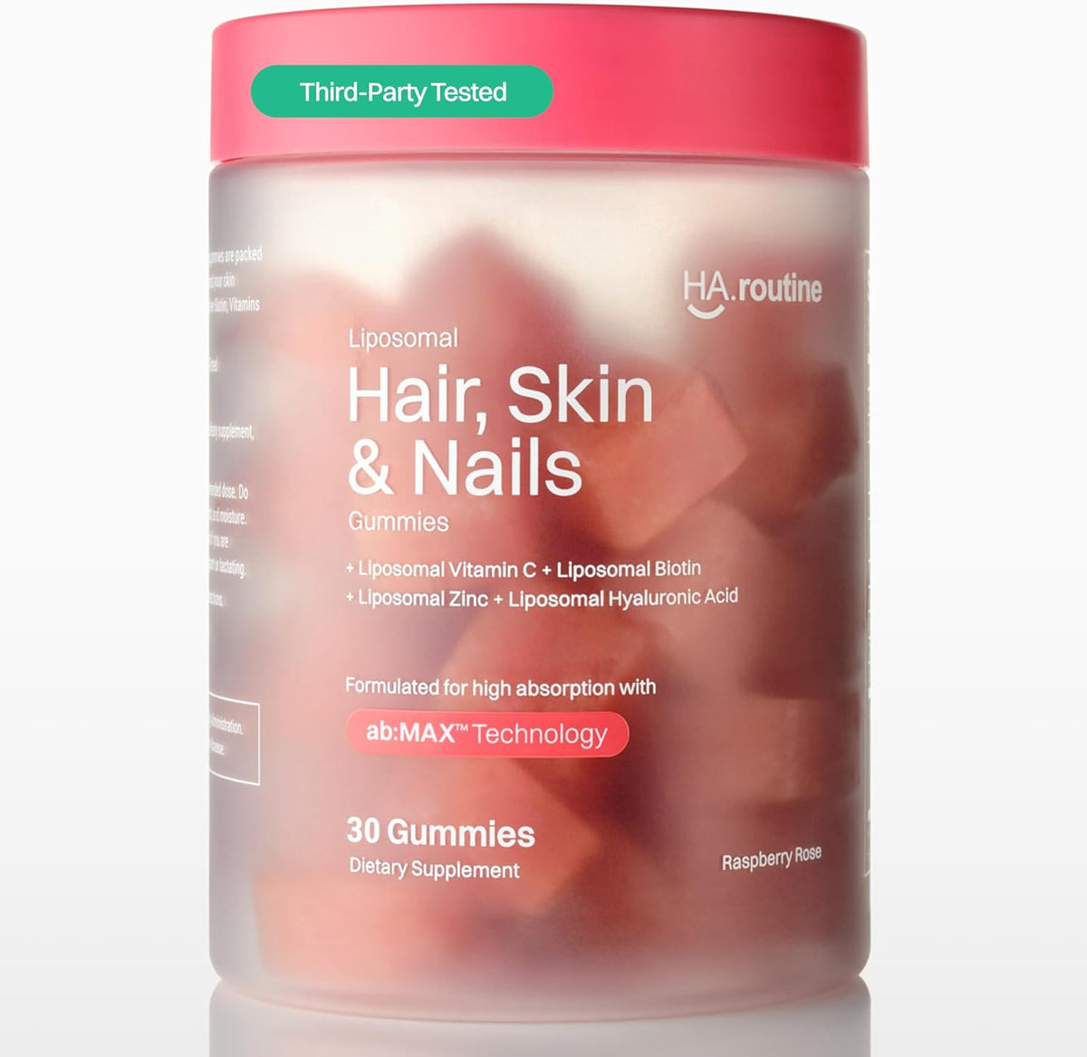 Haroutine Liposomal Biotin Gummies for Hair, Skin & Nails, 2500 mcg Biotin, 1200 mcg Vitamin A & 2 mg Vitamin E, Raspberry Rose Flavour, 30 Servings - görsel 1