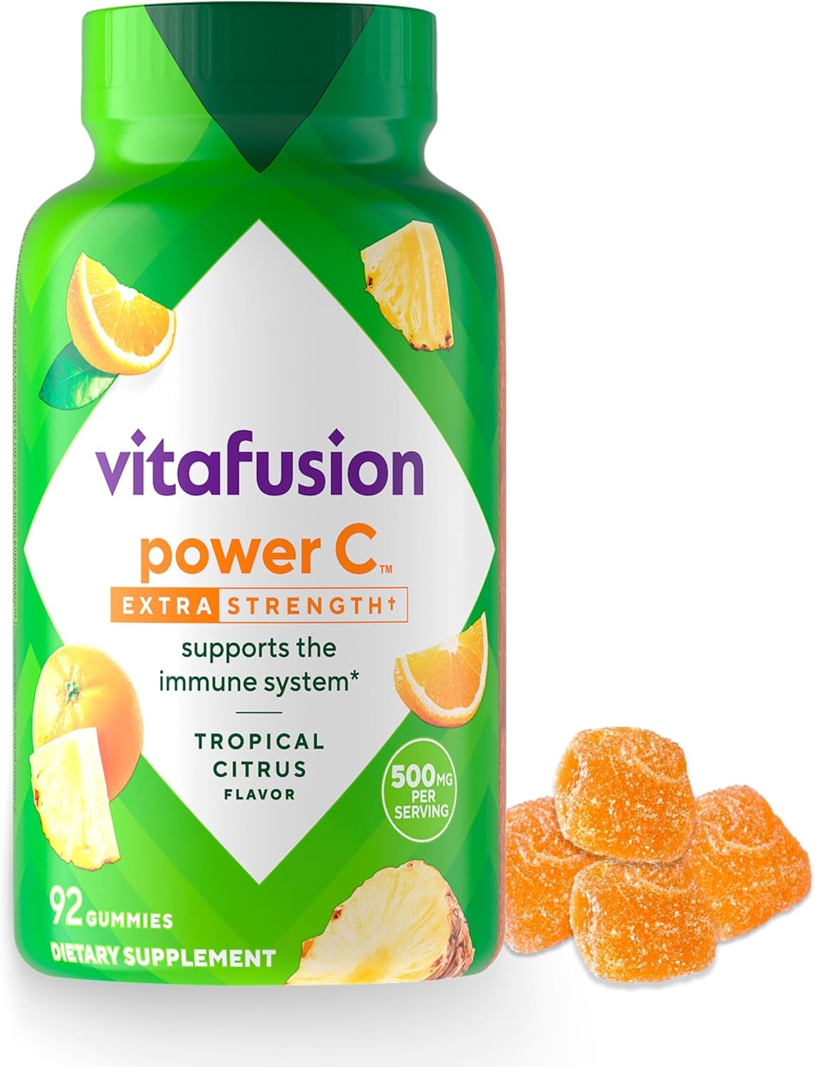 vitafusion Extra Strength Power C Gummy Vitamins – Tropical Citrus Flavour, 92 Count - görsel 1