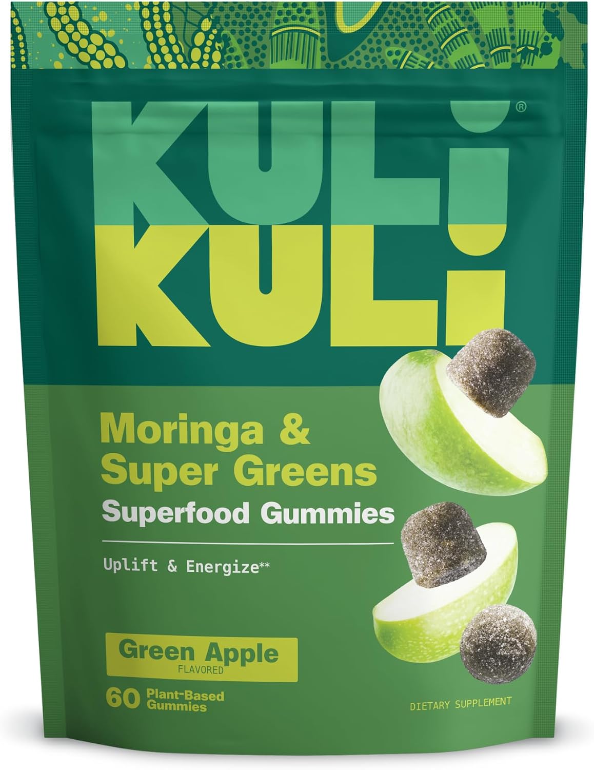 Kuli Kuli Super Energy Gummies - Caffeine-Free Natural Energy Booster with Moringa & Super Greens (60 Gummies) - görsel 1