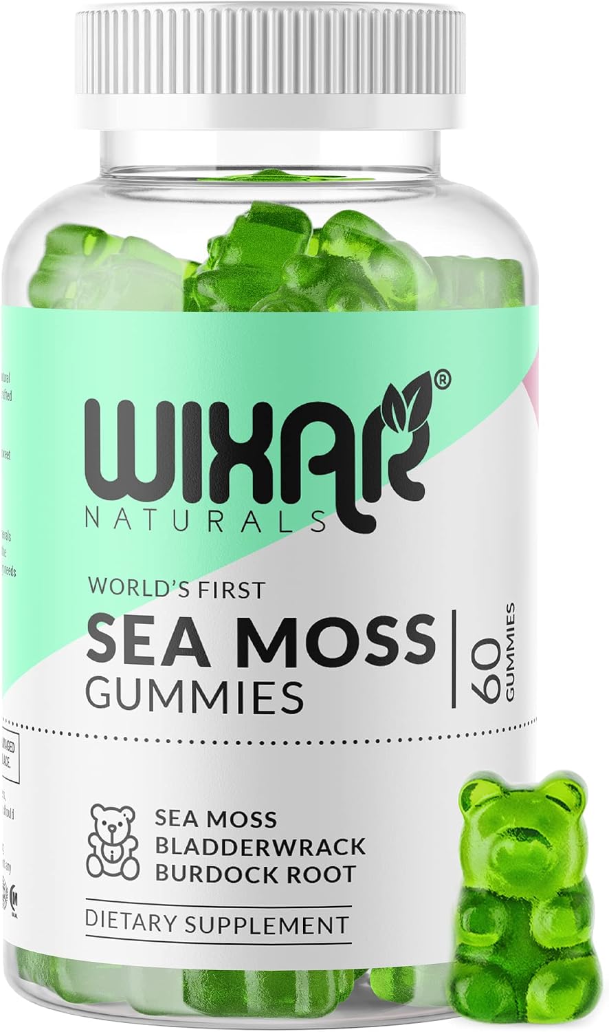 WIXAR NATURALS Sea Moss Gummies - Irish Sea Moss, Bladderwrack & Burdock Root - 60 Vegan Gummies - görsel 1