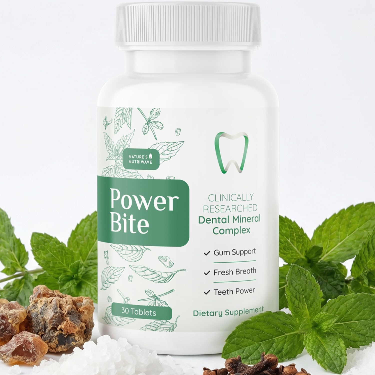 PowerBite – Calcium, Xylitol, Myrrh & Clove Chewable Tablets (30 Count) - görsel 5