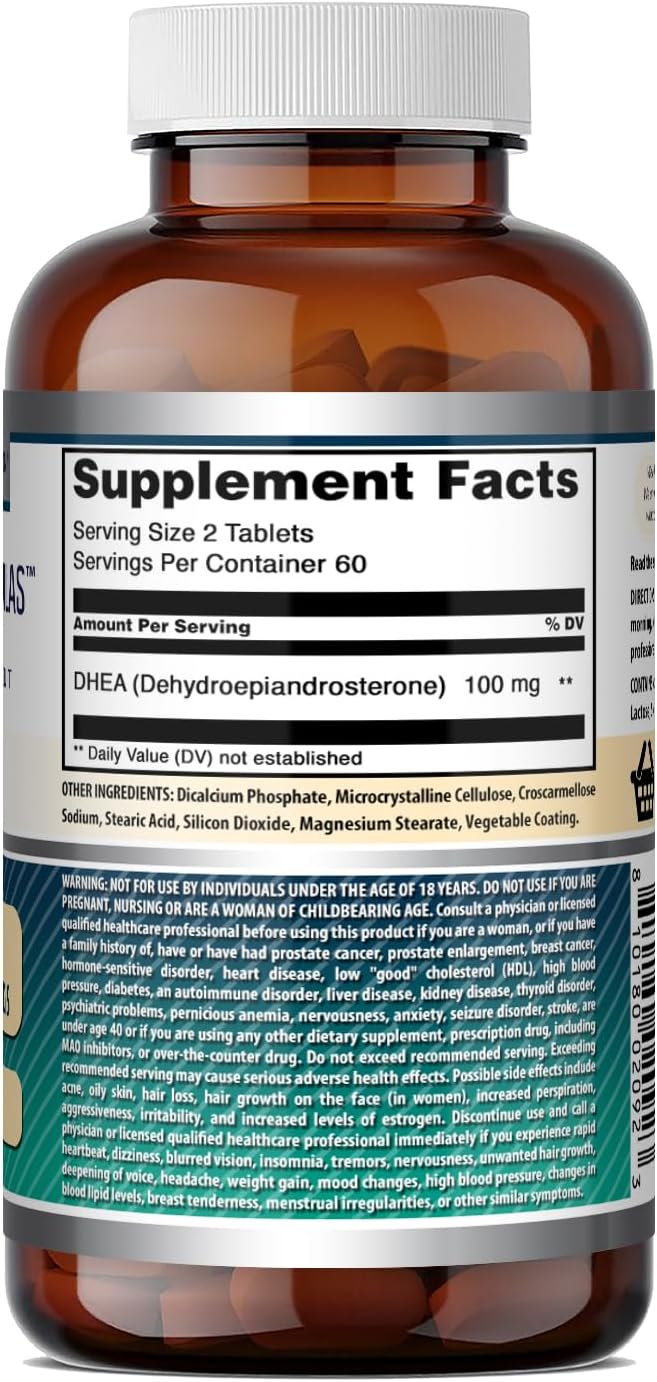 Amazing Formulae DHEA 100 mg per Serving | 120 Tablets | Hormone Support Supplement - görsel 5