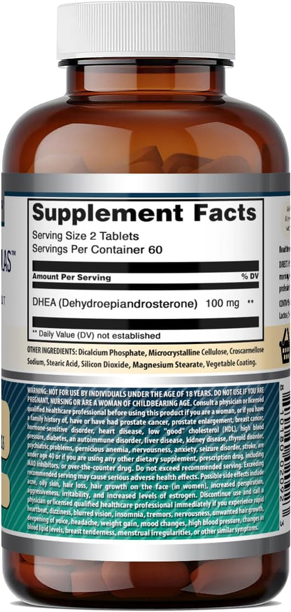 Amazing Formulae DHEA 100 mg per Serving | 120 Tablets | Hormone Support Supplement