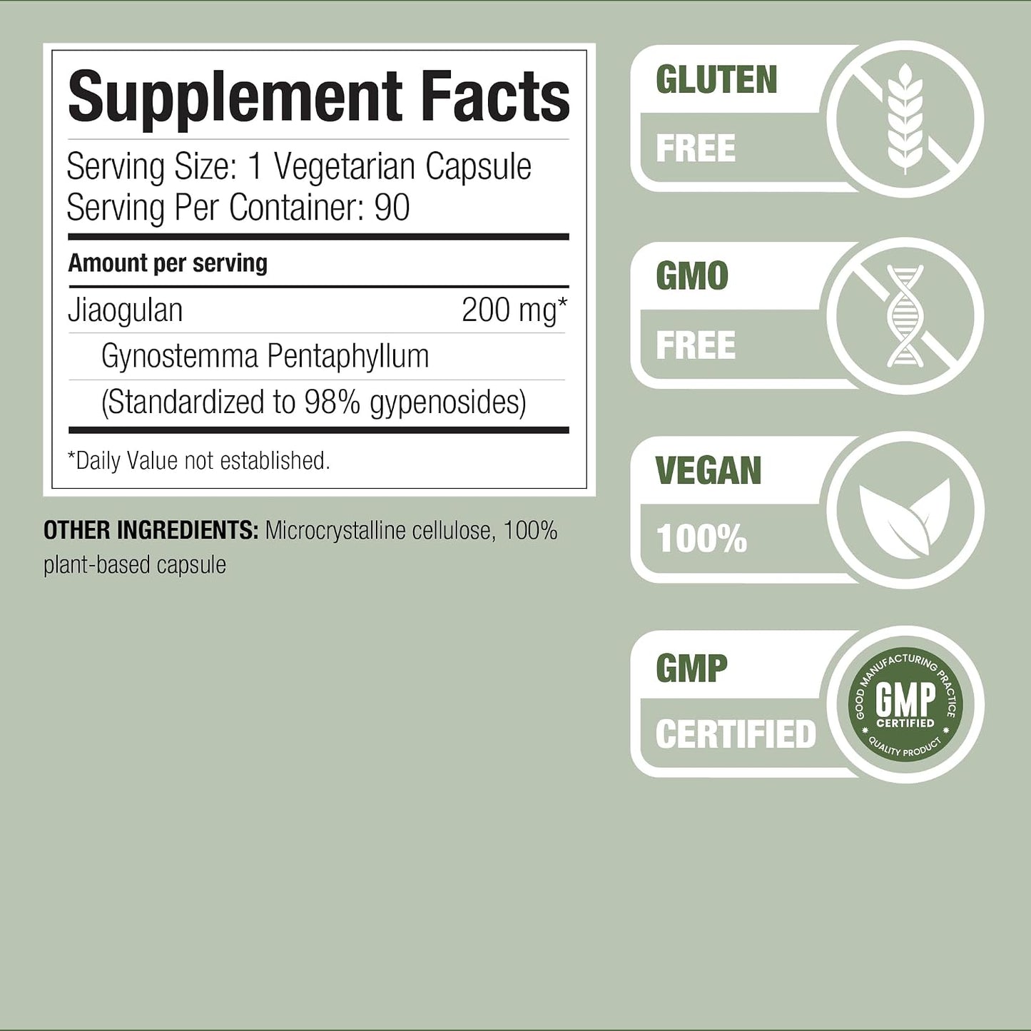 Jiaogulan Extract Supplement – 98% Gypenosides, Natural AMPK Activator, 90 Vegan Capsules - görsel 2