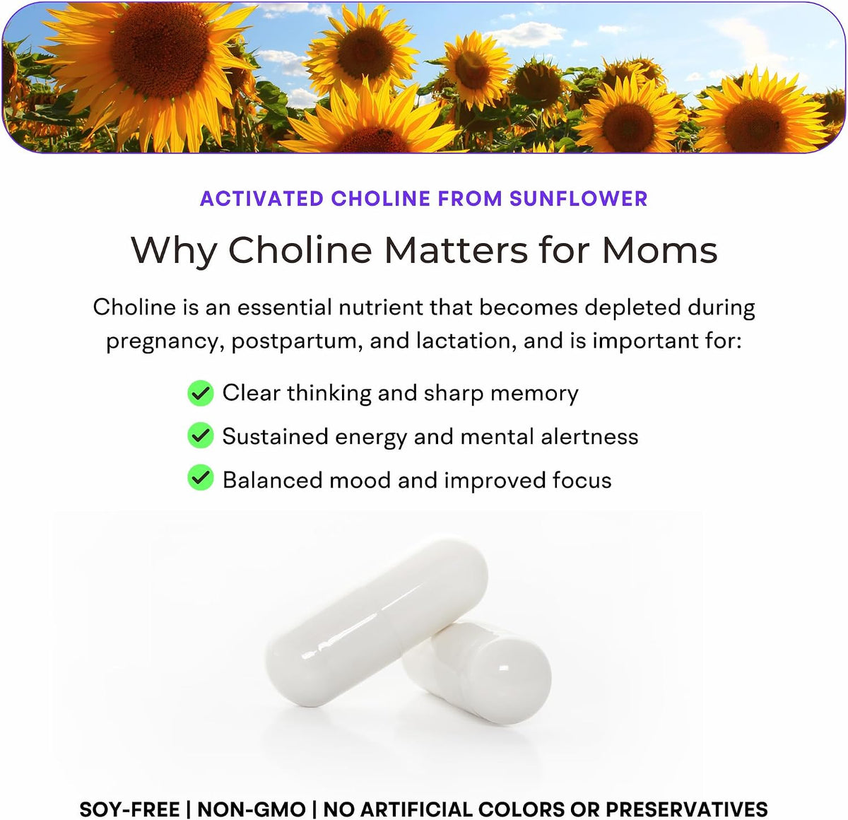 VitaminIQ Mummy Brain Postnatal Supplement (60 Capsules) for Cognitive Health, Mood, Energy with GPC and CDP Choline, Phosphatidylserine, Omega-3 DHA - görsel 4