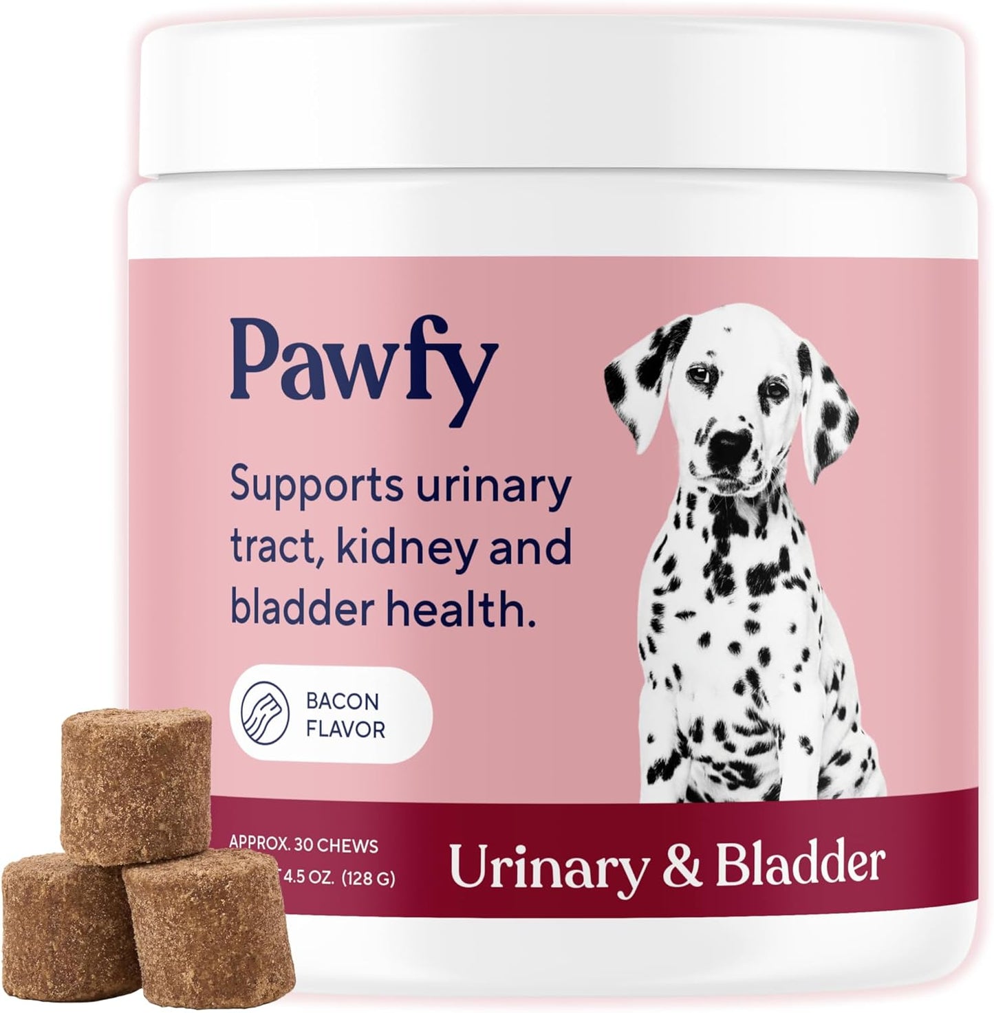 Pawfy Dog UTI Supplement | Cranberry & D-Mannose for Urinary Tract & Bladder Health | Dog Vitamins and Supplements - 30 Chews - görsel 1