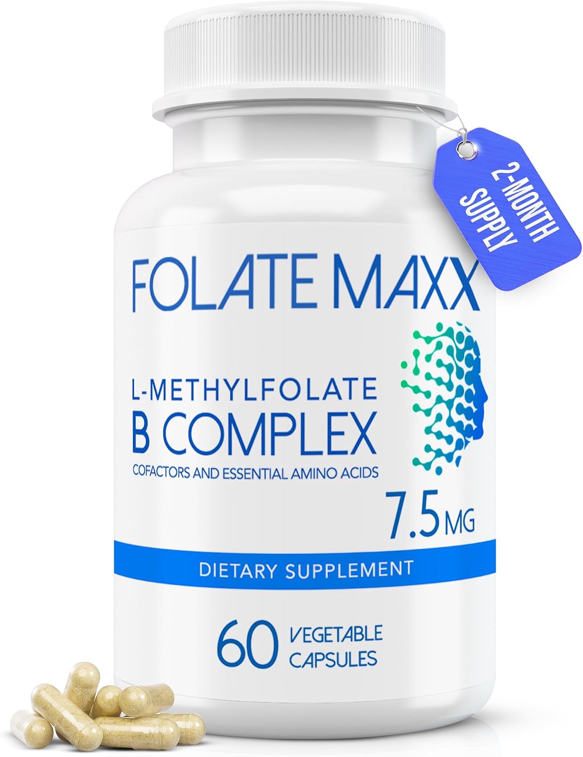 L-Methylfolate 15mg with Active Vitamin B Complex – 60 Capsules – High Potency 5-MTHF, B6, Methyl B12 - görsel 9