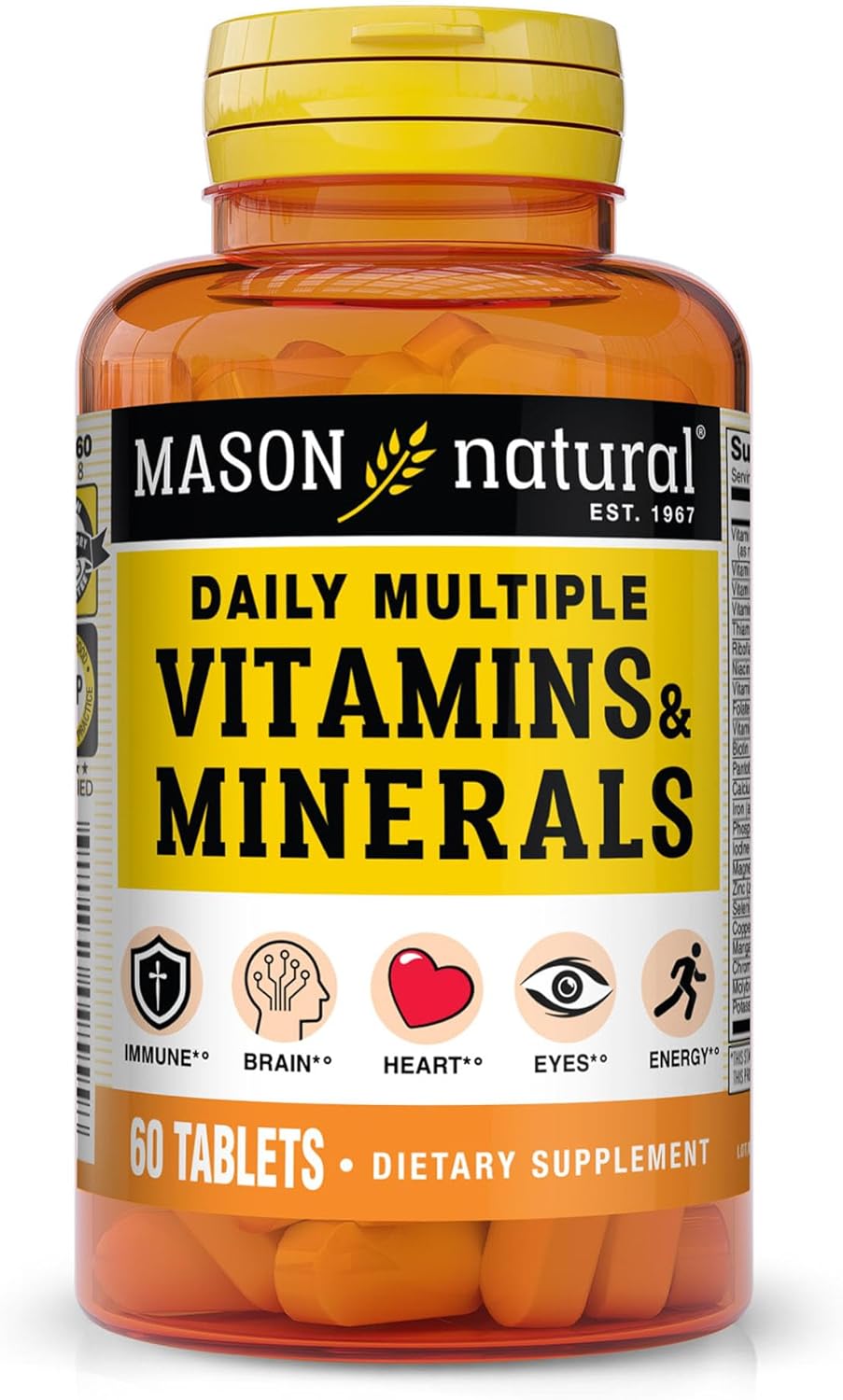 MASON NATURAL Daily Multivitamin with Minerals, 24 Essential Nutrients for Overall Health, 60 Tablets - görsel 1