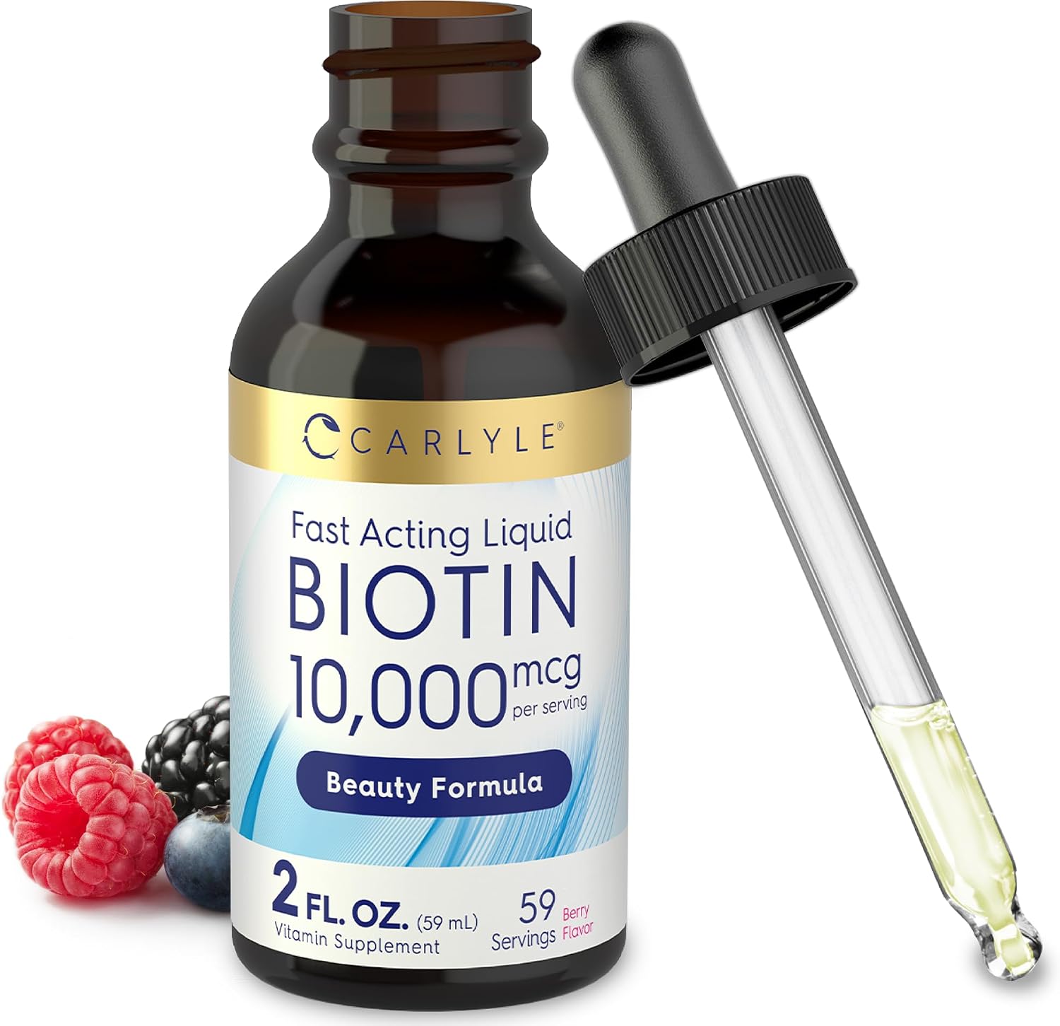 Carlyle Liquid Biotin 10000mcg – Extra Strength Drops, 60 ml - görsel 1