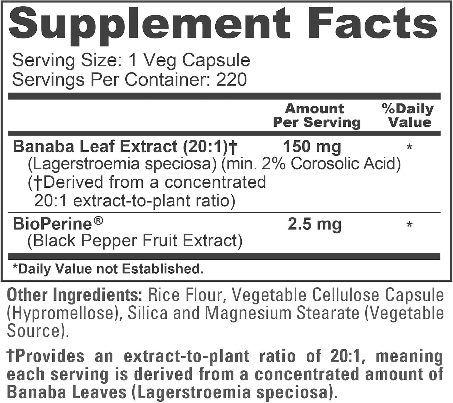 NusaPure Banaba Leaf, 150 mg, 220 Veg Capsules (Non-GMO, Vegan) - görsel 4
