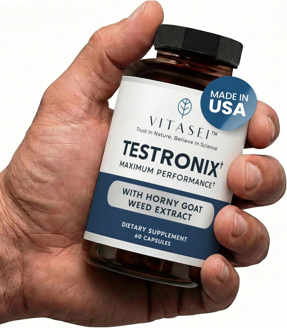 VITASEI Testronix Performance Supplement for Men – Energy and Muscle Support – 60 Capsules (Pack of 2) - görsel 7